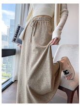 Load image into Gallery viewer, Drawstring tie slimming soft waxy knitted skirt
