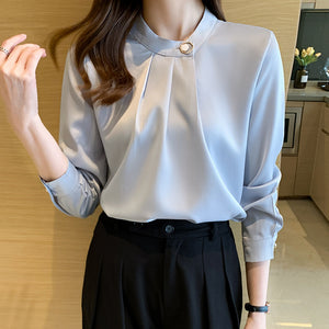 Professional shirt design niche long-sleeved satin commuter top