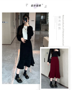 High-waisted fishtail skirt for petite slimming pear-shaped body