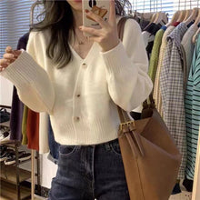 Load image into Gallery viewer, V-neck design, loose, lazy and chic niche short knitted top
