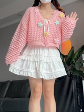 Load image into Gallery viewer, Gentle wind slimming off-shoulder ice silk v-neck sweater jacket
