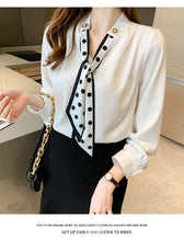 Load image into Gallery viewer, Spring and Autumn Slim Bow Lace Commuting Long Sleeve Shirt
