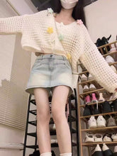 Load image into Gallery viewer, Gentle wind slimming off-shoulder ice silk v-neck sweater jacket
