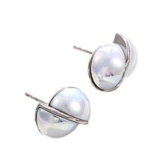 Semicircular Staggered Pearl Earrings