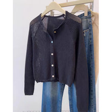 Load image into Gallery viewer, Hollow knitted micro-transparent simple ice silk sun protection jacket

