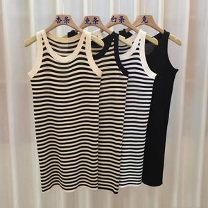 Women's New Temperament Stripes Thin Knitted Dress