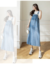 Load image into Gallery viewer, versatile denim suspender skirt
