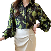 Load image into Gallery viewer, Jacquard fabric chiffon elegant commuting shirt
