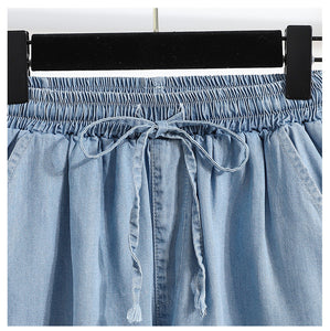 Slimming ice silk straight loose thin high waist shorts