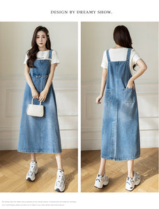 versatile denim suspender skirt