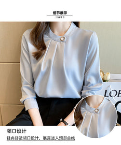 Professional shirt design niche long-sleeved satin commuter top