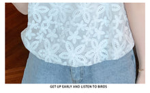 Load image into Gallery viewer, Puff Sleeve Embroidered Flower Lace Doll Shirt Short Sleeve Top
