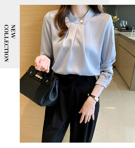 Professional shirt design niche long-sleeved satin commuter top