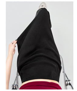 Satin dark pattern jacquard slimming and drapey A-line fishtail skirt