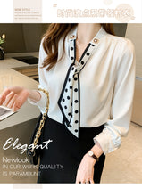 Load image into Gallery viewer, Spring and Autumn Slim Bow Lace Commuting Long Sleeve Shirt
