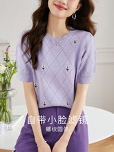 Load image into Gallery viewer, 2023 spring and summer round neck half-sleeved knitted sweater
