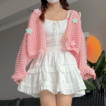 Load image into Gallery viewer, Gentle wind slimming off-shoulder ice silk v-neck sweater jacket
