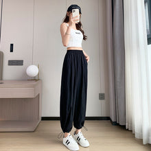Load image into Gallery viewer, Thin loose wide-leg cool nine-point drawstring casual lantern pants

