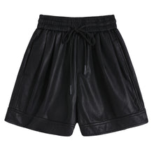 Load image into Gallery viewer, Washed leather A-line strap casual wide-leg shorts
