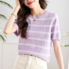 Load image into Gallery viewer, 2023 Summer New Gentle Contrast Color Striped Sweater
