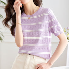 Load image into Gallery viewer, 2023 Summer New Gentle Contrast Color Striped Sweater
