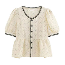 Load image into Gallery viewer, Sweet and chic design, loose polka dot short-sleeved shirt
