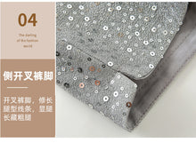 Load image into Gallery viewer, Sequined high-waist slimming loose a-line casual shorts
