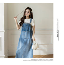 Load image into Gallery viewer, versatile denim suspender skirt
