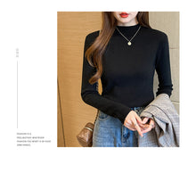 Load image into Gallery viewer, Knitted slim fit inner half turtleneck long-sleeved top bottoming shirt
