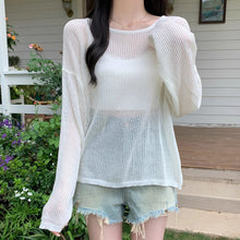 Load image into Gallery viewer, Thin simple casual solid color loose long-sleeved sweater
