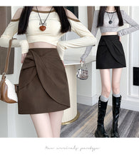 Load image into Gallery viewer, Pleated casual high-waisted hip-covering A-line skirt
