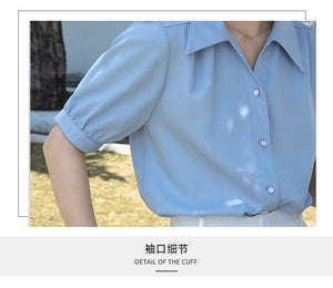 Chiffon V-neck professional-looking interview loose puff-sleeve shirt