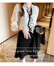 Load image into Gallery viewer, Spring and Autumn Slim Bow Lace Commuting Long Sleeve Shirt
