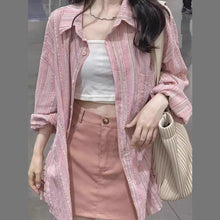 Load image into Gallery viewer, Striped sun protection design lazy style shirt jacket
