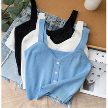 Load image into Gallery viewer, Knitted suspender love button cute inner and outer vest
