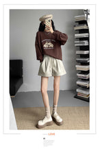Load image into Gallery viewer, Washed leather A-line strap casual wide-leg shorts
