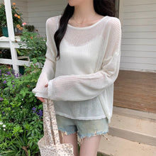 Load image into Gallery viewer, Thin simple casual solid color loose long-sleeved sweater
