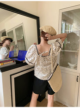 Load image into Gallery viewer, All-match embroidered lapel short-sleeved loose shirt

