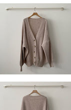 Load image into Gallery viewer, Casual V-neck single-breasted loose lantern sleeve knitted cardigan sweater
