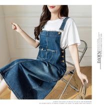 Load image into Gallery viewer, versatile denim suspender skirt
