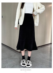 High-waisted fishtail skirt for petite slimming pear-shaped body