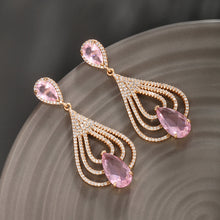 Load image into Gallery viewer, Inlaid Zirconia Gemstone Geometric Earrings
