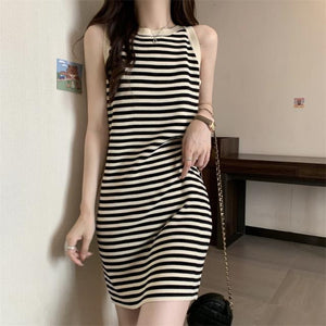 Women's New Temperament Stripes Thin Knitted Dress