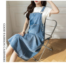 Load image into Gallery viewer, versatile denim suspender skirt
