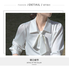 Load image into Gallery viewer, Lantern sleeve temperament autumn and winter bow shirt
