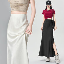 Load image into Gallery viewer, Satin dark pattern jacquard slimming and drapey A-line fishtail skirt
