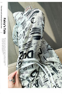 Printed wide-leg pants high waist straight leg mopping pants