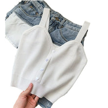 Load image into Gallery viewer, Knitted suspender love button cute inner and outer vest
