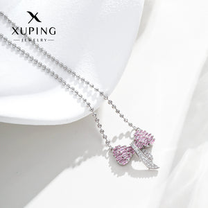 Pink Bow Sweet and Girly Clavicle Chain Necklace