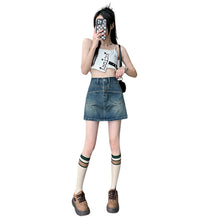 Load image into Gallery viewer, Denim skirt high waist slim loose wide leg hot girl skirt
